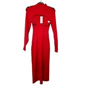 NWT Freshman 1996 Ribbed Knit Long Sleeve Red Shrug Sweater Dress Size Medium